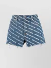 Alexander Wang Bite Logo Cotton Denim Shorts In Blue