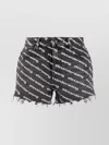 Alexander Wang Logo-print Frayed Shorts In Black