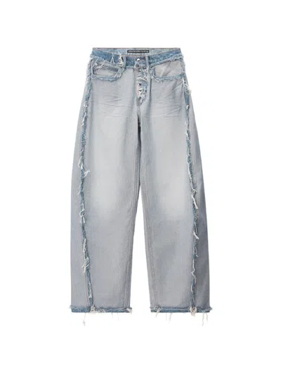 Alexander Wang Frayed-edge Wide-leg Jeans In Blue