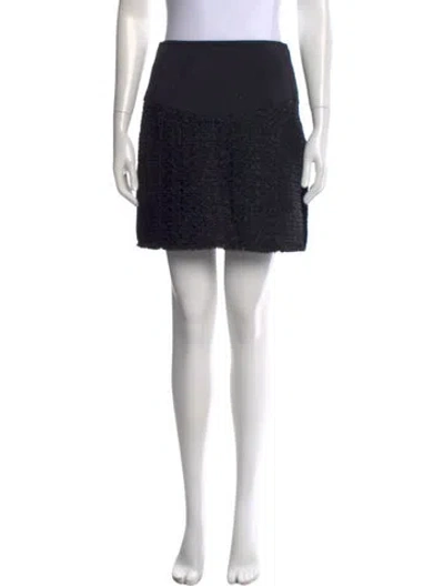Pre-owned Alexander Wang Fringe Trim Accent Mini Skirt In Black