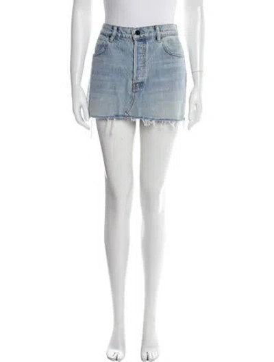 Pre-owned Alexander Wang Fringe Trim Accent Mini Skirt In Blue