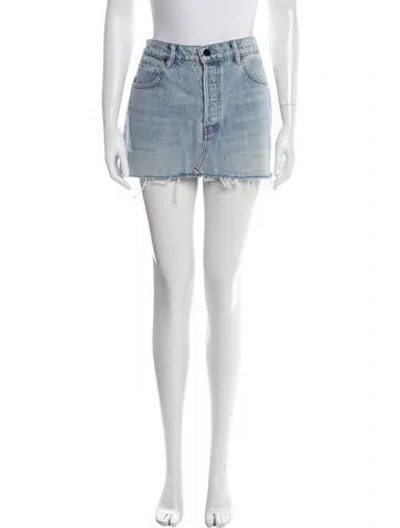 Pre-owned Alexander Wang Fringe Trim Accent Mini Skirt In Blue