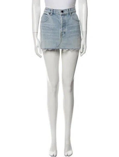Pre-owned Alexander Wang Fringe Trim Accent Mini Skirt In Blue