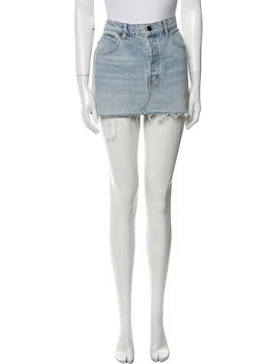 Pre-owned Alexander Wang Fringe Trim Accent Mini Skirt In Blue
