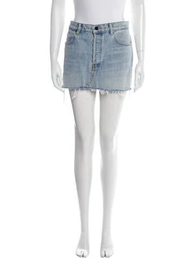 Pre-owned Alexander Wang Fringe Trim Accent Mini Skirt In Blue