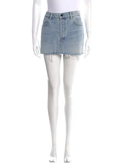 Pre-owned Alexander Wang Fringe Trim Accent Mini Skirt In Blue
