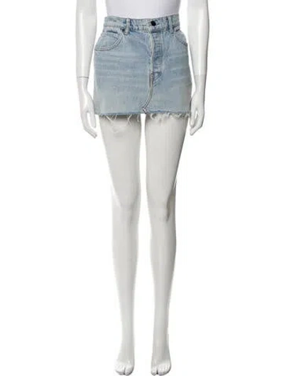 Pre-owned Alexander Wang Fringe Trim Accent Mini Skirt In Blue