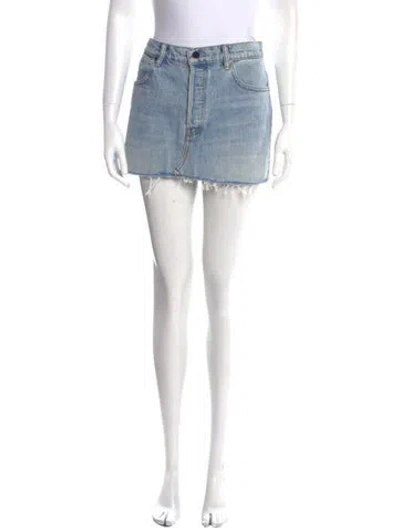 Pre-owned Alexander Wang Fringe Trim Accent Mini Skirt In Blue
