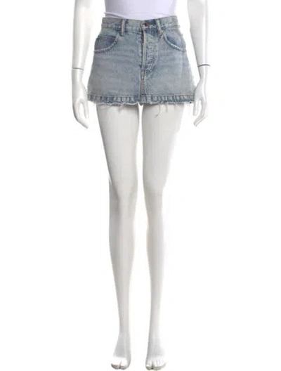 Pre-owned Alexander Wang Fringe Trim Accent Mini Skirt In Blue