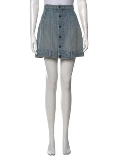 Pre-owned Alexander Wang Fringe Trim Accent Mini Skirt In Blue