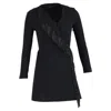 Alexander Wang Fringe Wrap Mini Dress In Black Viscose