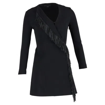 Alexander Wang Fringe Wrap Mini Dress In Black Viscose