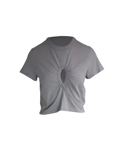 Alexander Wang Front Cut-out T-shirt In Grey Cotton