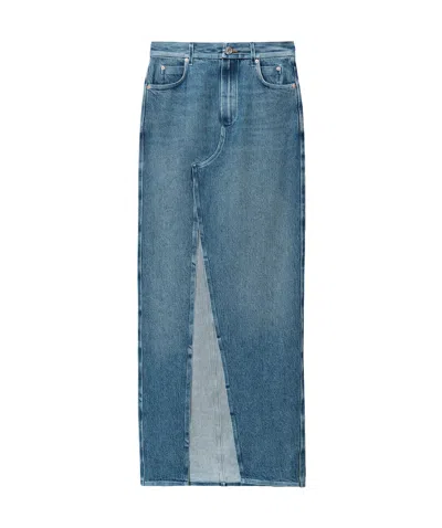 Alexander Wang Front-slit Denim Maxi Skirt In Blue