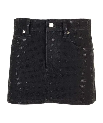 Alexander Wang Full Color Hot Drilling Skirt In Black