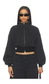 Alexander Wang Women Slate Denim Bomber Jacket In Black