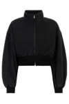 Alexander Wang Women Slate Denim Bomber Jacket In Black