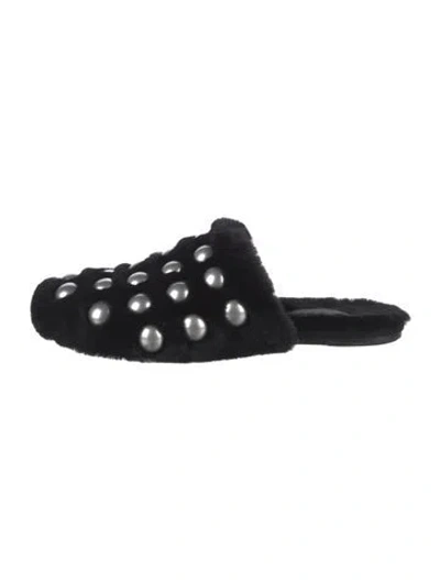Pre-owned Alexander Wang Fur Fur Trim Mules In Black