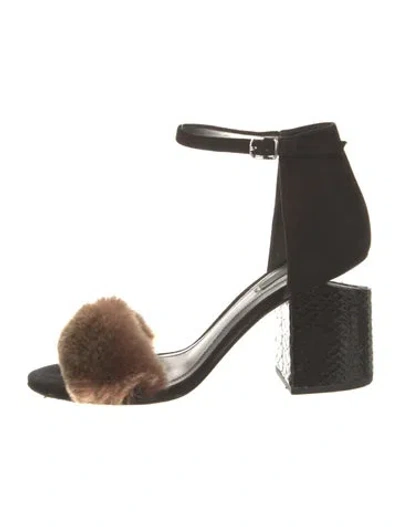 Pre-owned Alexander Wang Fur Fur Trim Sandals In Black