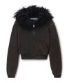 Alexander Wang Fur-hood Jacket In Black
