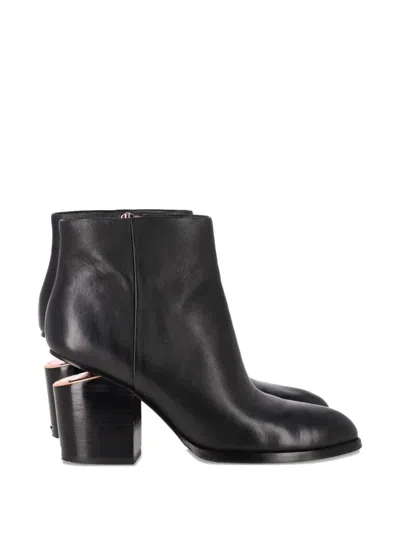 Pre-owned Alexander Wang Gabi Leather Ankle Boots In Black