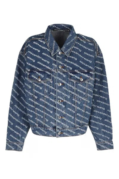 Alexander Wang Game Denim Jacket With Classic Collar In Printed