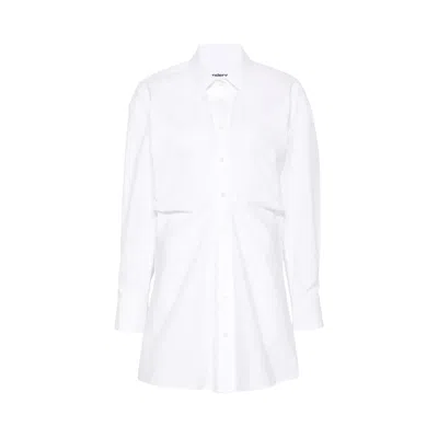 Pre-owned Alexander Wang Gathered Back Zipper Detail Long-sleeve Mini Shirt Dress 'white' | Women's Size 2