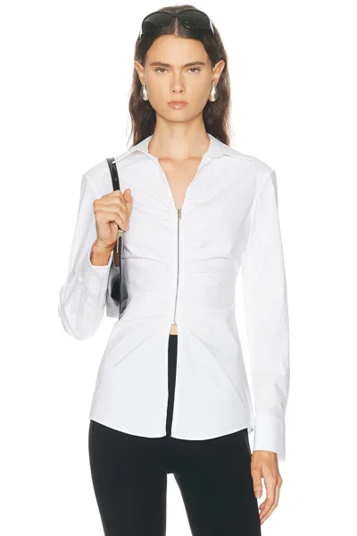 Alexander Wang Pulled Shirt Dress With Back Cummerbund In White