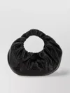 Alexander Wang Gathered Circular Leather Clutch Bag In Black
