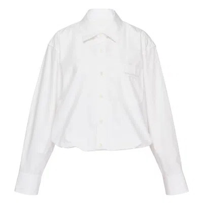 Alexander Wang Gathered Cropped Striped Shirt In White