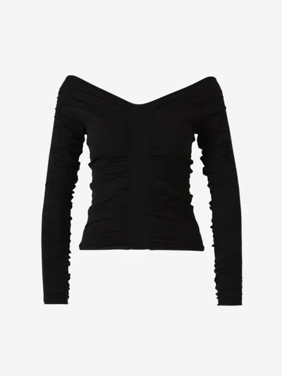 Alexander Wang Gathered Knit Jersey In Black