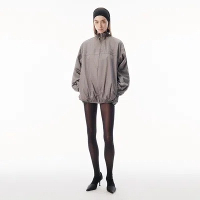 Alexander Wang Oversized Track Jacket With Gathered Collar In Gray