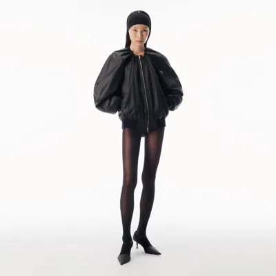 Alexander Wang Gathered Scoop Neck Bomber In Black