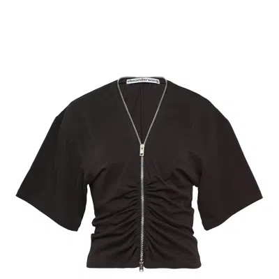 Alexander Wang Gathered T-shirt In Black