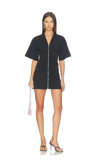 Alexander Wang Gathered T-shirt Dress With Continuous Loop Zipper In Black