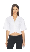 Alexander Wang Gathered T-shirt With Continuous Loop Zipper In White