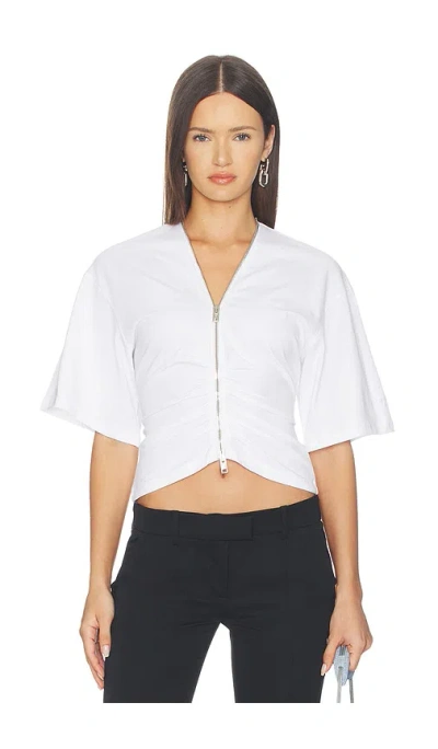 Alexander Wang Gathered T-shirt With Continuous Loop Zipper In White