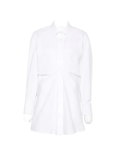 Alexander Wang Gathered-detail Shirt-style Mini Dress In White