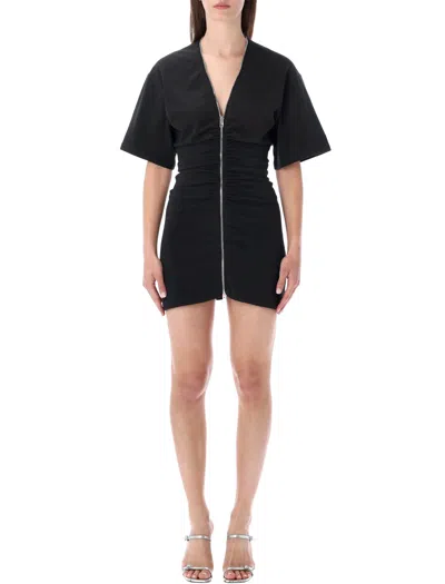 Alexander Wang Gathrred Tshirt Dress Zip In Black