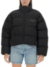 Alexander Wang Short Quilted Down Jacket With Reflective Logo Clothing In Animal Print
