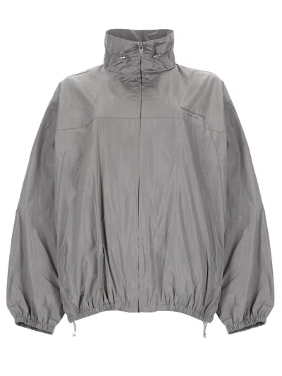 Alexander Wang Oversize Jacket Zip High Collar Hem In Gray