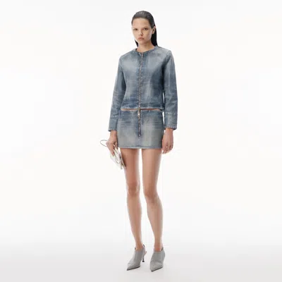 Alexander Wang Glazed Denim Mini Skirt In Glazed Vintage Indigo