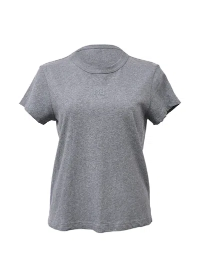 Pre-owned Alexander Wang Glitter-detail Logo-detail T-shirt In Gray