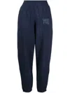 Alexander Wang Logo-print Glitter-detail Track Pants In Blue