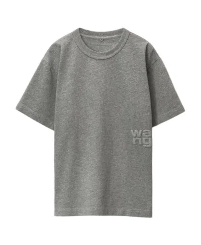Alexander Wang Glitter-embellished Cotton T-shirt In Gray