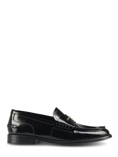 ALEXANDER WANG GLOSSY BLACK LOAFERS WITH DECORATIVE STRAP AND ELEGANT SILHOUETTE