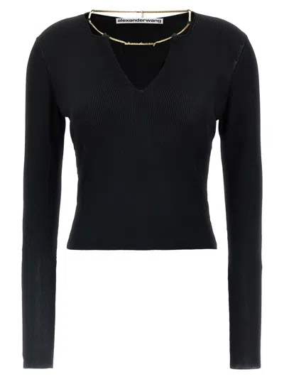 ALEXANDER WANG 'GOLD NAMEPLATE CHAIN' SWEATER