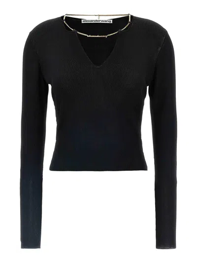 ALEXANDER WANG GOLD NAMEPLATE CHAIN SWEATER