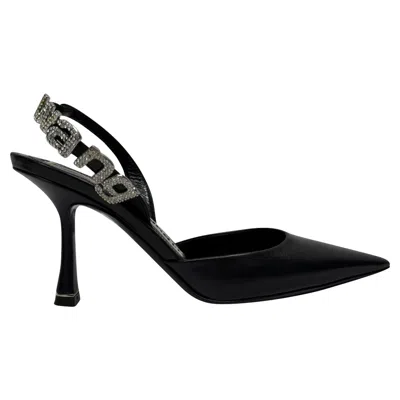 Alexander Wang Grace Embellished Slingback Pumps In Black Leather