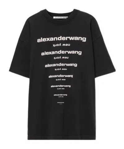 Alexander Wang Gradient Logo Short Sleeve Tee In Multi
